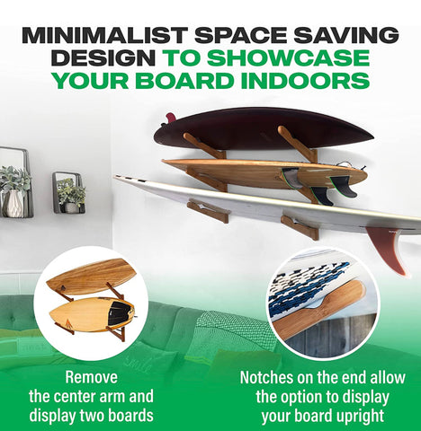 thumbnail interactive-video image 1 of COR Surf Paddle Board Wall Mount Rack - Double SUP Surfboard Storage Garage Rack 1 of 4